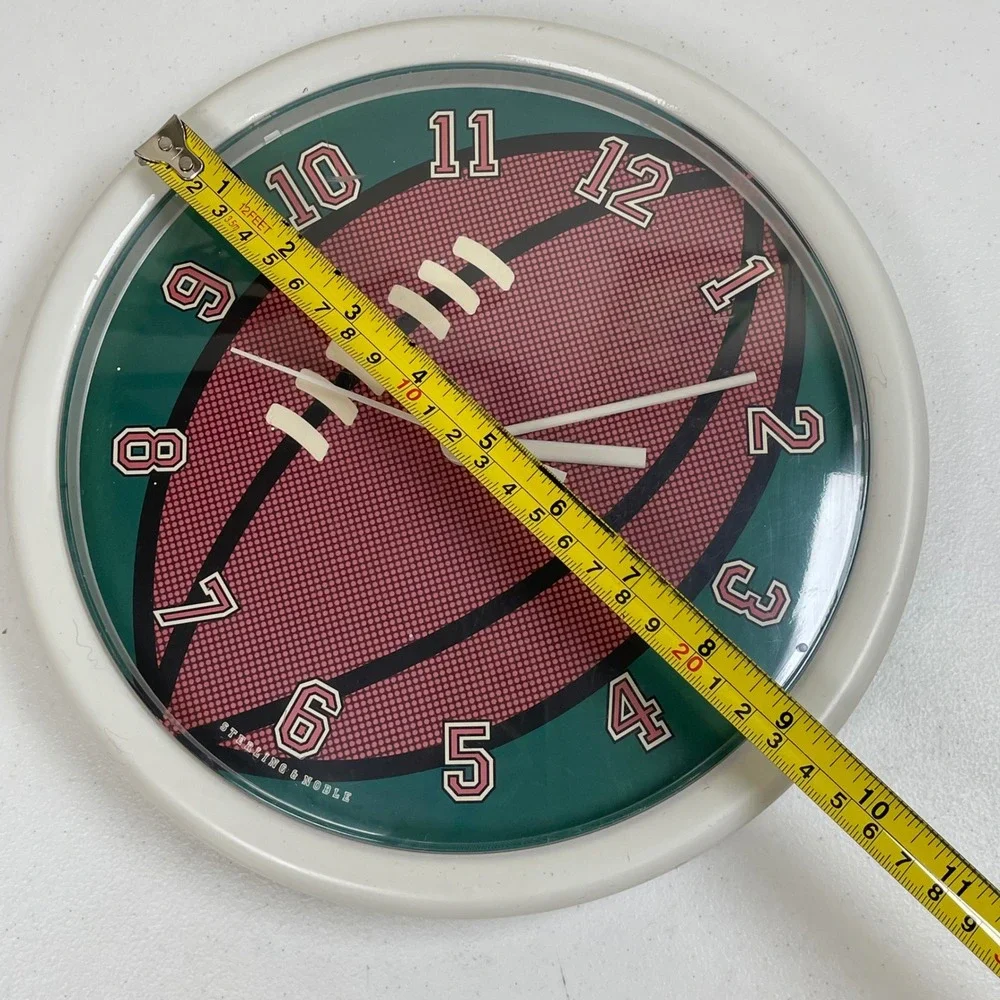 Sterling & Noble Football Wall Clock Green‎ Brown Sports Decor 9